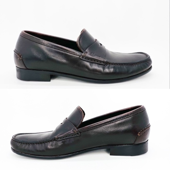 Ferragamo Ayden Penny Loafer Brown Leather Vibram Neolithic Size 7.5 EE **Wide** main image 7